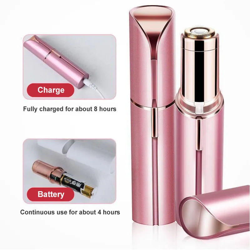 Painless Electric Eyebrow Trimmer – Portable, Lipstick-Shaped Hair Removal for Women