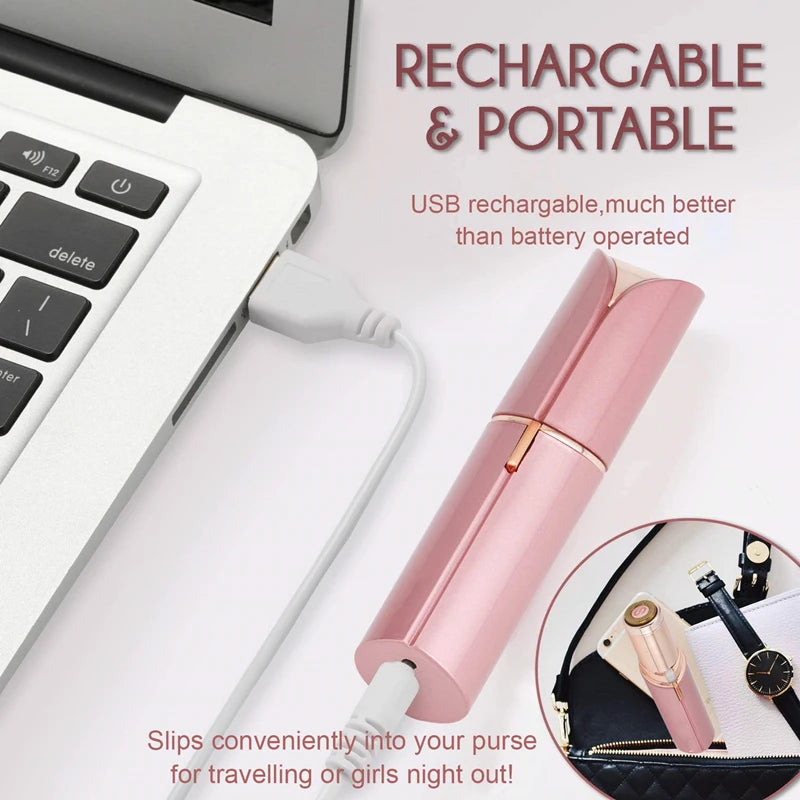 Painless Electric Eyebrow Trimmer – Portable, Lipstick-Shaped Hair Removal for Women